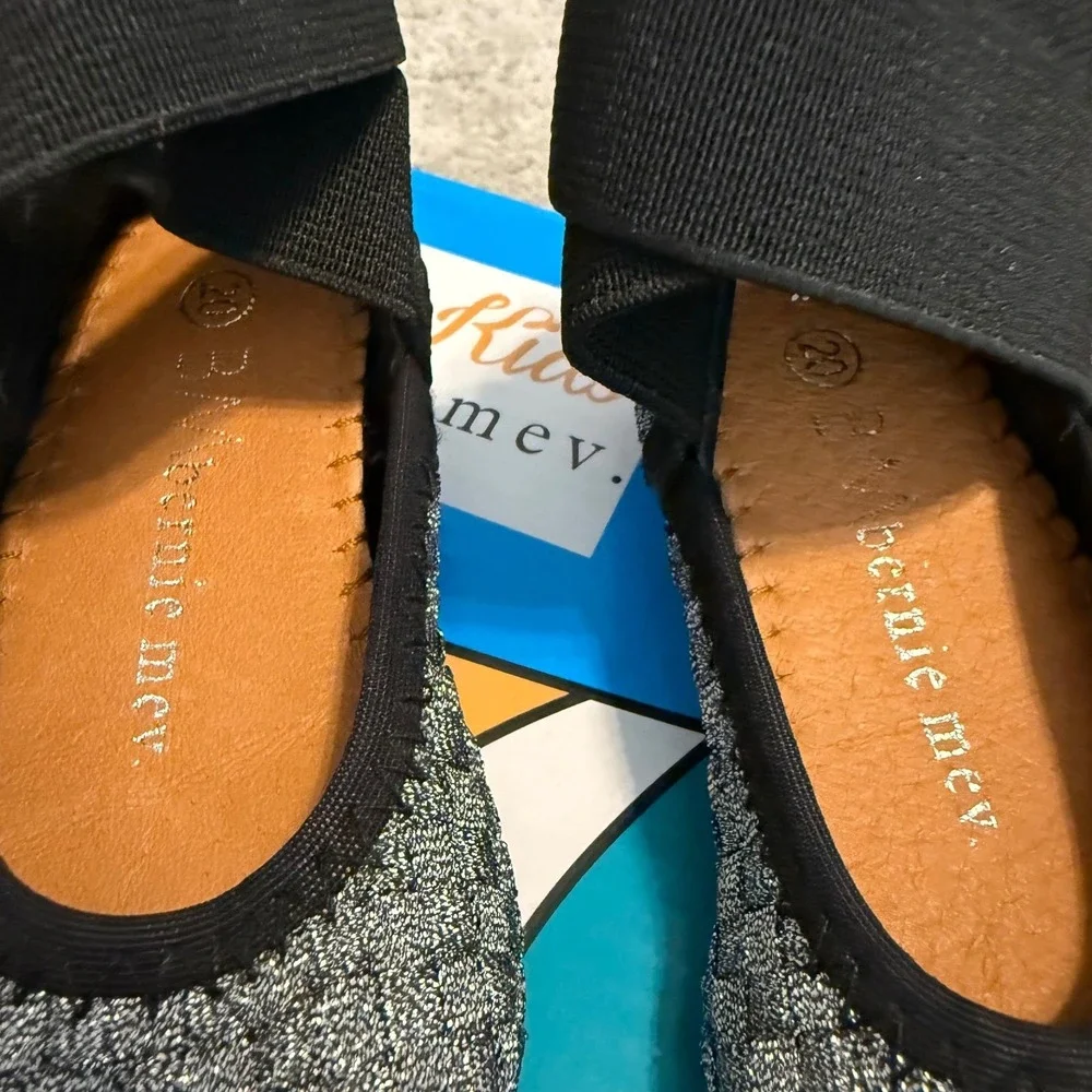 Bernie Mev Kids Monica K Pewter Woven Elastic Ankle Strap Flats EU 20 Toddlers 5